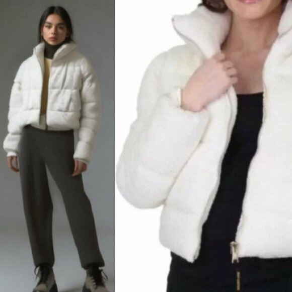 JUICY Couture Black Label White Sherpa Puffer Bomber Jacket Size Medium - Picture 3 of 15